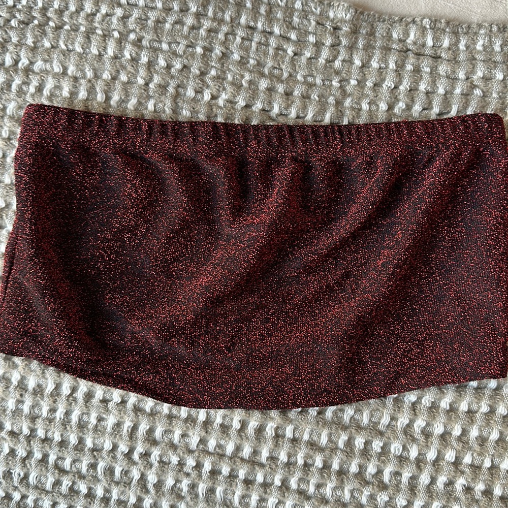 Sparkly red cropped bandeau top